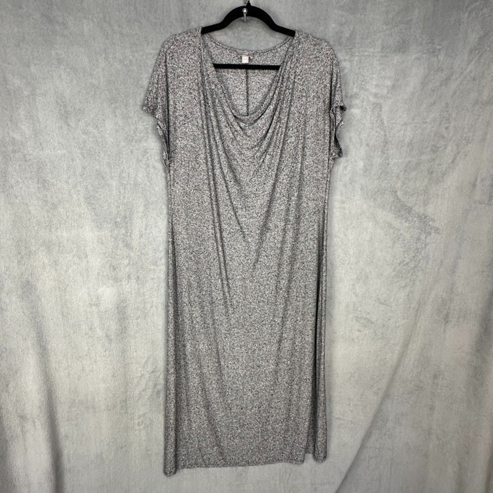 J Jill Dress Womens Large Gray Short Sleeve Midi Stretch Comfort Minimalist